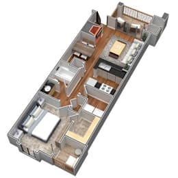 1 bed, 1 bath, 696 sqft, $1,382