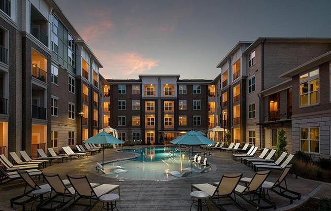 Pointe at Lake CrabTree Lounge Swimming Pool With Cabana in Morrisville, NC Apartment Homes