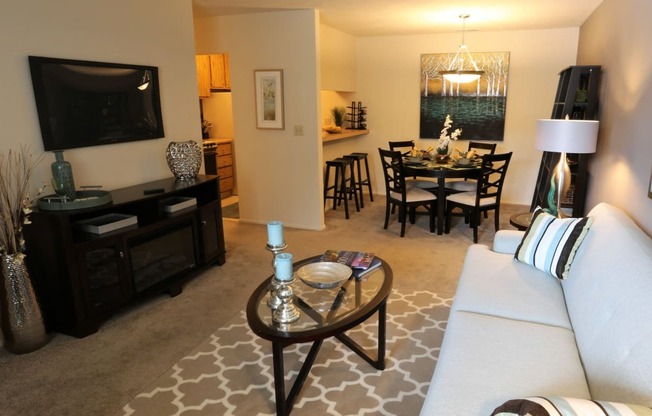 Decorated Living Room at Willowood Apartments, Eastlake, OH