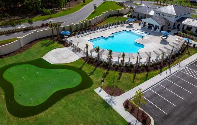 an aerial view of the pool at the resort at longboat key club