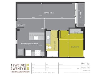 1 bed, 1 bath, 691 sqft, $1,612