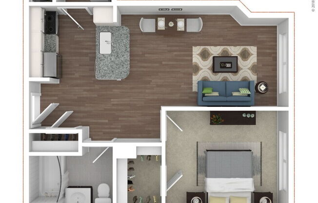 1 bed, 1 bath, 607 sqft, $2,390