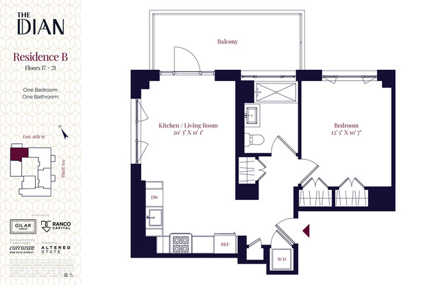 1 bed, 1 bath, $7,100, Unit 17B