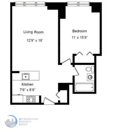 1 bed, 1 bath, 667 sqft, $4,200, Unit 7E