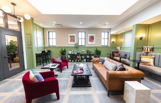 Living room interior at The Press/321, Detroit, MI, 48226