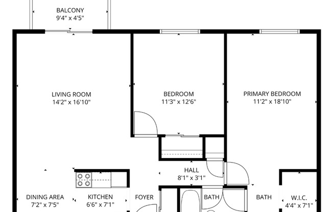 2 beds, 1 bath, 905 sqft, $799, Unit 122