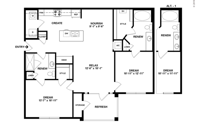 2 beds, 2 baths, 1,060 sqft, $1,772