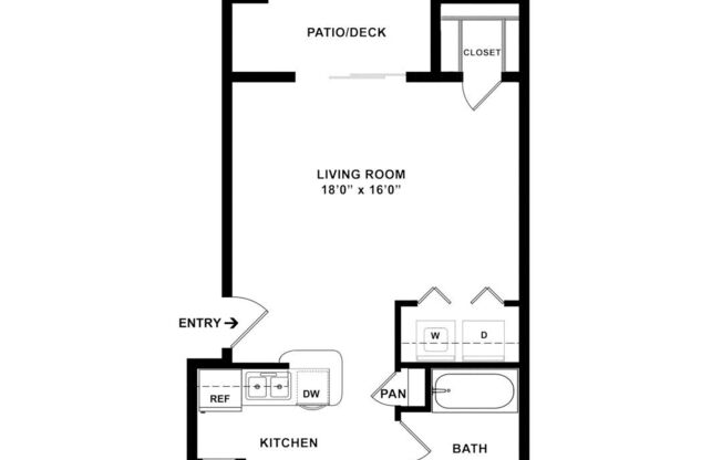 Studio, 1 bath, 575 sqft, $953