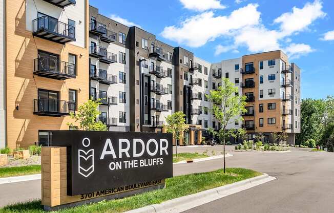 Apartment complex named Ardor on the Bluffs.