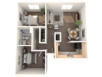2 beds, 1 bath, 864 sqft, $1,490