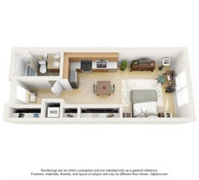 Studio, 1 bath, 506 sqft, $1,865