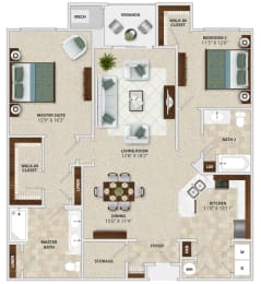 2 beds, 2 baths, 1,483 sqft, $2,755