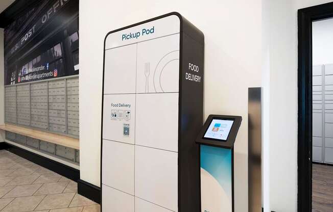 A black and white pickup pod with the words