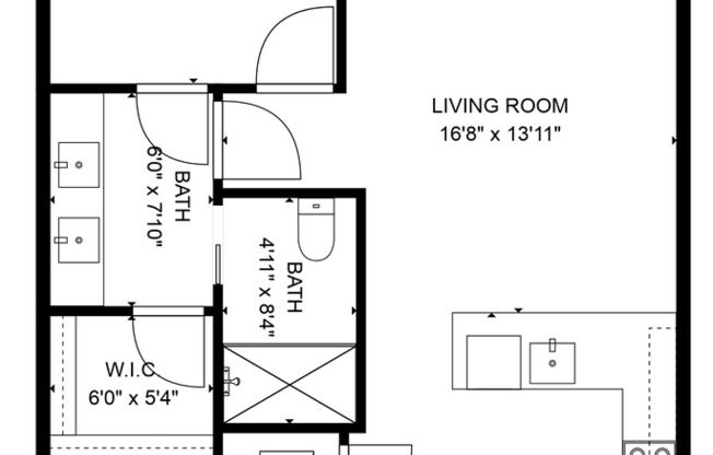 1 bed, 1 bath, 865 sqft, $2,350, Unit 507 Black Olive