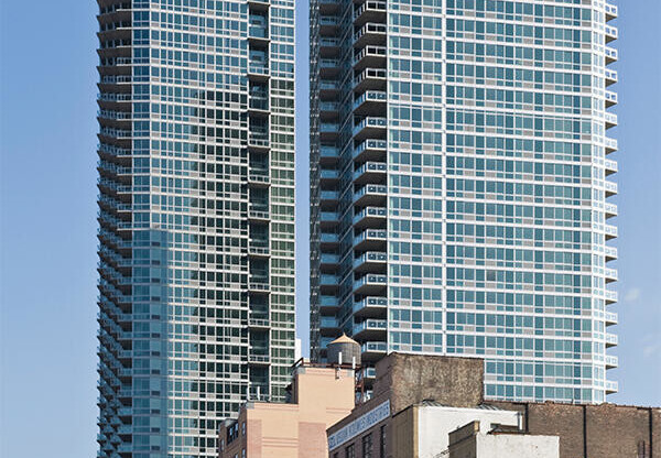 Exterior view of 505 W 37th Luxury Apartment Building near Hudson Yards 