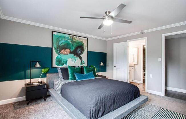 Bedroom With Ceiling Fan at Atler at Brookhaven, Atlanta, Georgia
