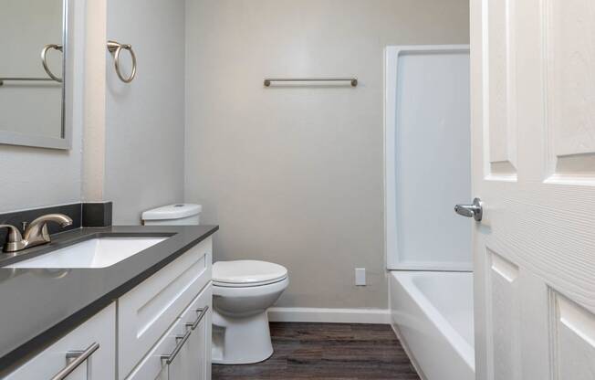 Vantage at Hillsdale | #3 Bathroom with White Cabinetry and Ample Storage