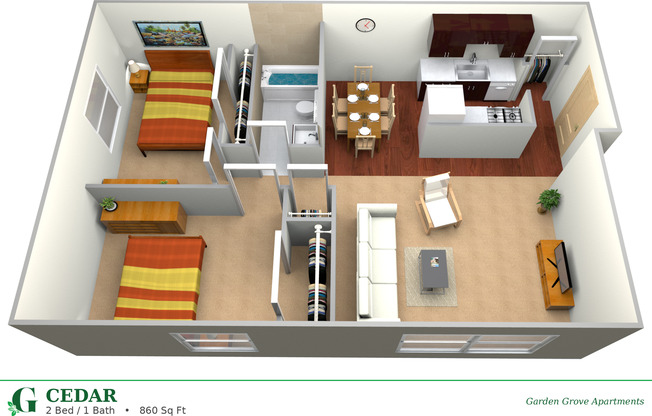 2 beds, 1 bath, 860 sqft, $1,495, Unit 750-304