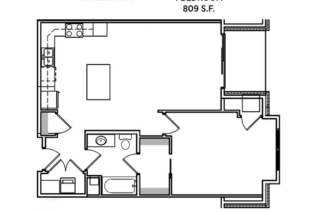 1 bed, 1 bath, 809 sqft, $1,490, Unit 217