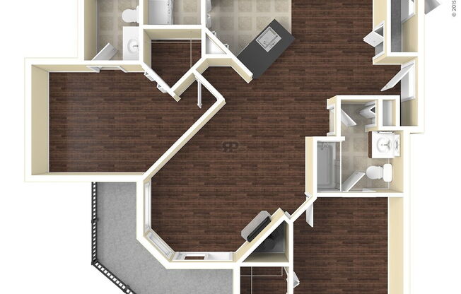 2 beds, 2 baths, 1,096 sqft, $1,235