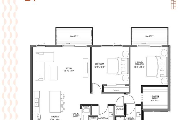 2 beds, 2 baths, 1,197 sqft, $1,875, Unit 306