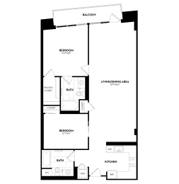 2 beds, 2 baths, 1,220 sqft, $3,733