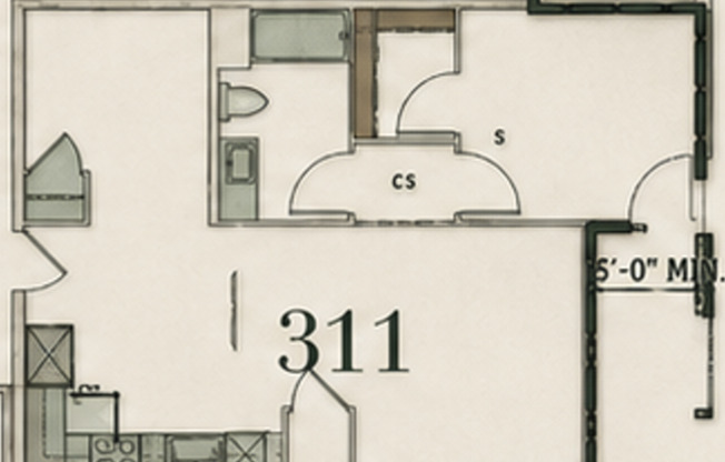 1 bed, 1 bath, 611 sqft, $2,945, Unit 311