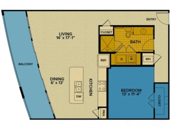 1 bed, 1 bath, 930 sqft, $2,035