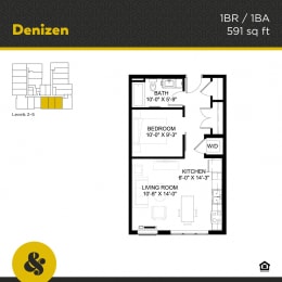 1 bed, 1 bath, 591 sqft, $1,478