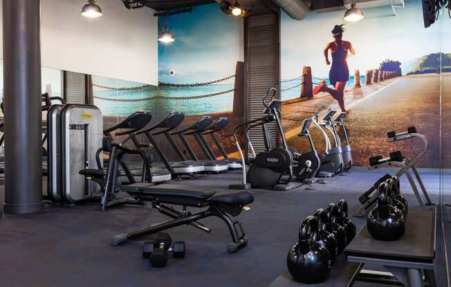 Fitness center and equipment at Aventine, California, 94547