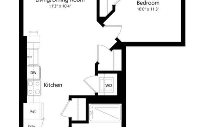 1 bed, 1 bath, 591 sqft, $1,489