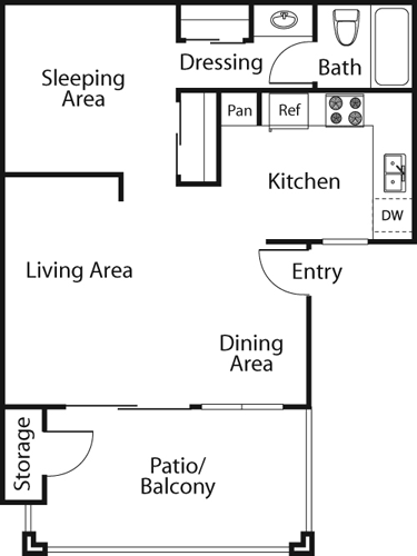 Studio, 1 bath, 552 sqft, $2,310