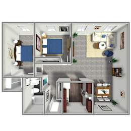 2 beds, 1 bath, 740 sqft, $1,225