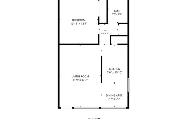 1 bed, 1 bath, 657 sqft, $1,300, Unit .
