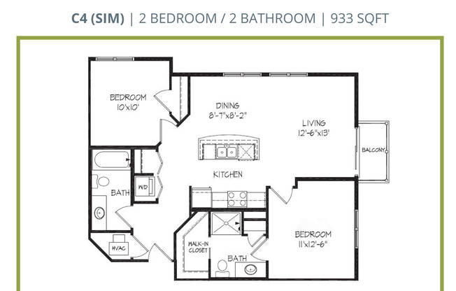 2 beds, 2 baths, 933 sqft, $1,660, Unit 626-311