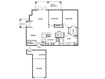 2 beds, 1 bath, 979 sqft, $1,922