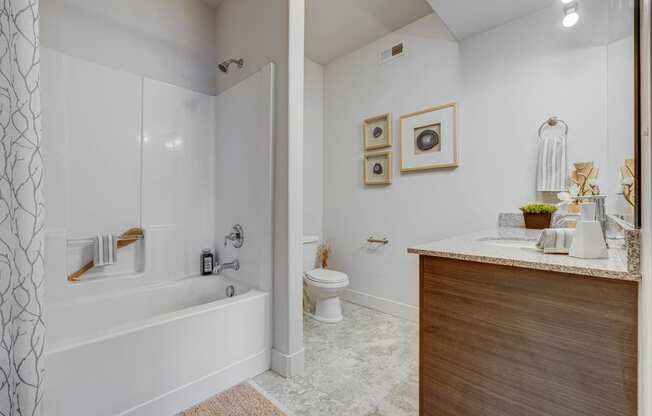 a bathroom with a tub and a toilet and a sink