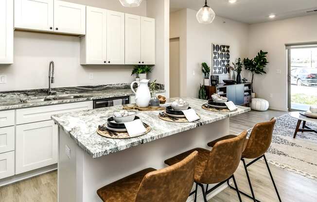 Large stylish kitchens with stainless steel appliances at Edge 204 Apartments in Omaha, NE