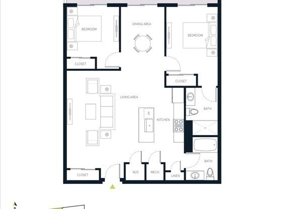 2 beds, 2 baths, 1,060 sqft, $4,000, Unit 409