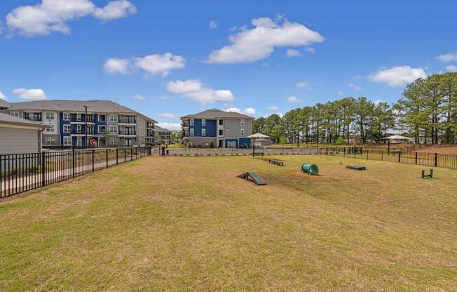 the preserve at ballantyne commons dog park with apartments in the background