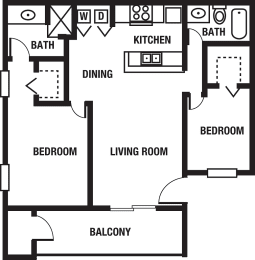 2 beds, 2 baths, 1,001 sqft, $1,474