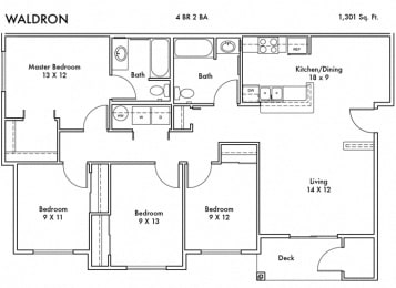 4 beds, 2 baths, 1,301 sqft, $2,444