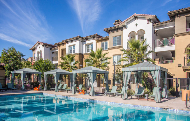 Sparkling Resort Style Pool Surrounded by Private Cabanas at Capriana at Chino Hills, Chino Hills, 91709