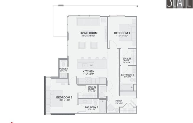 2 beds, 2.5 baths, 1,190 sqft, $2,240, Unit 205