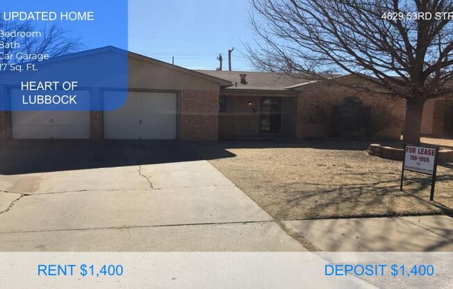 3 beds, 2 baths, $1,400