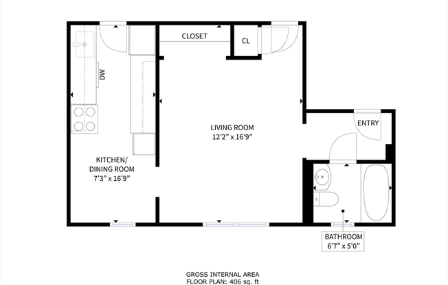 Studio, 1 bath, 475 sqft, $1,950, Unit 22