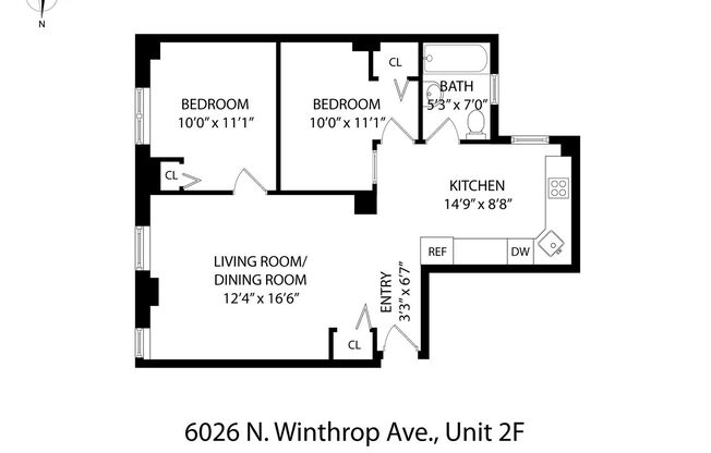 2 beds, 1 bath, 526 sqft, $2,250, Unit 2F