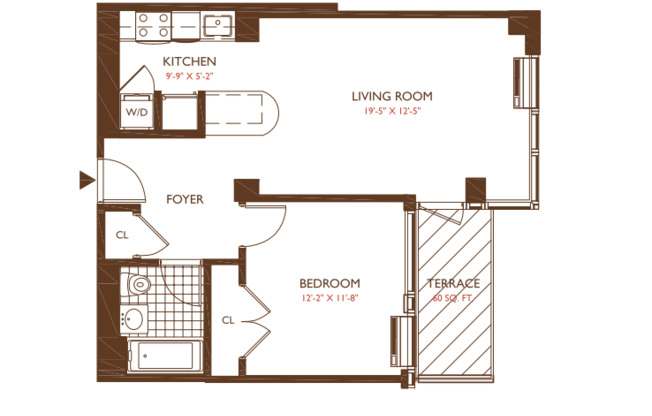 1 bed, 1 bath, 686 sqft, $3,395, Unit 8B