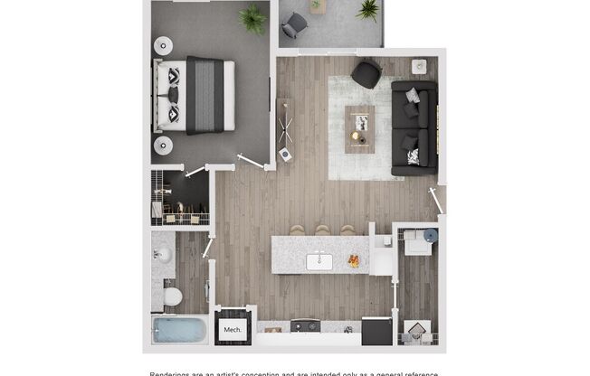 1 bed, 1 bath, 641 sqft, $995, Unit B211