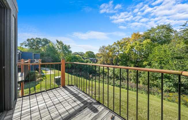 Balcony view at Woodland Ridge Apartments in Woodridge, IL